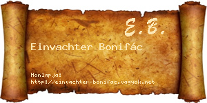 Einvachter Bonifác névjegykártya