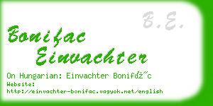 bonifac einvachter business card